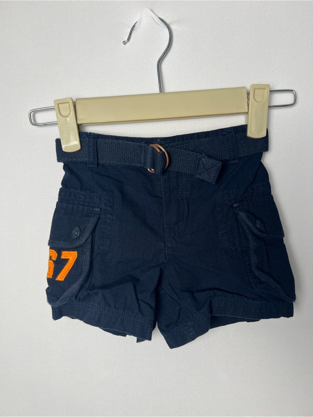 Polo Ralph Lauren Baby Boy 12 Month Blue Embroidered Logo Cargo Shorts W/ belt